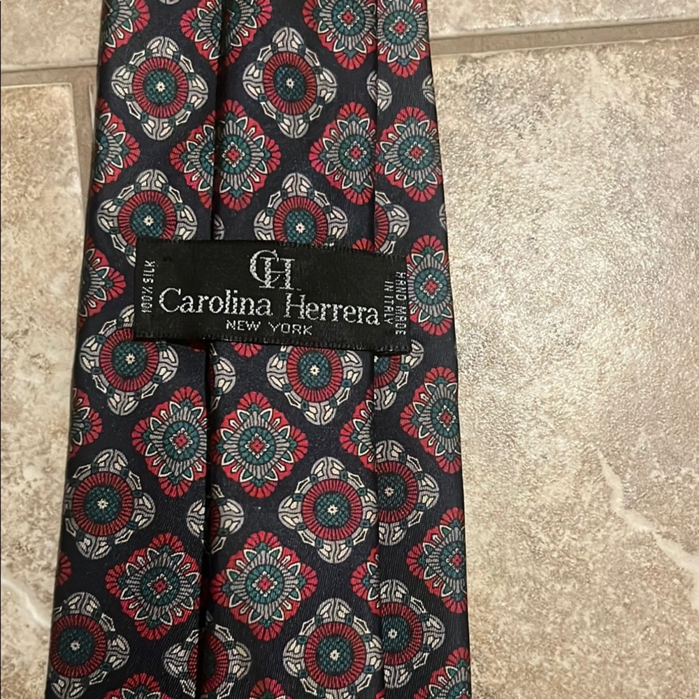Carolina Herrera Black and Red Geometric Tie